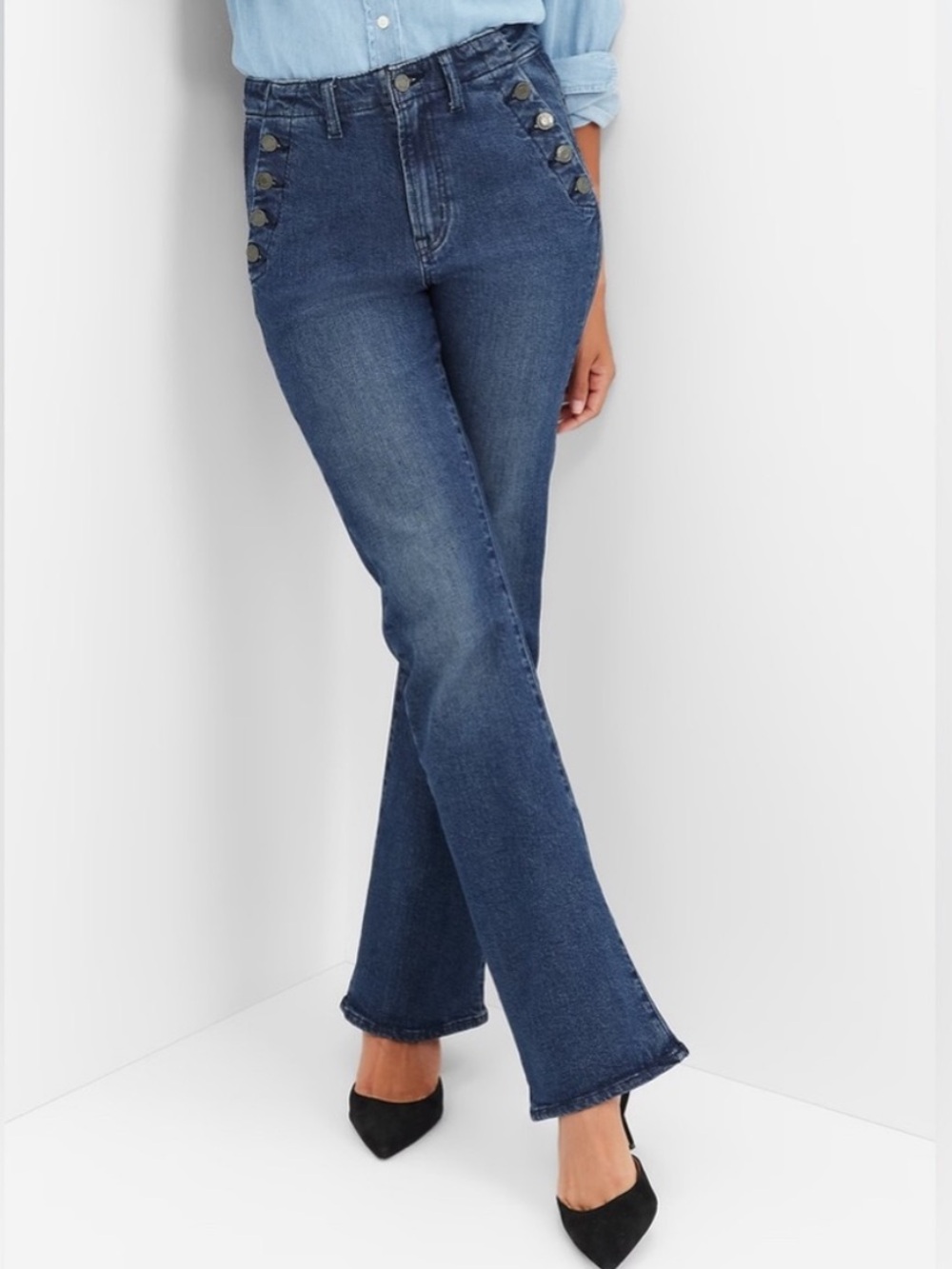 GAP 70’s Flare Jeans with Button-Trim Pockets